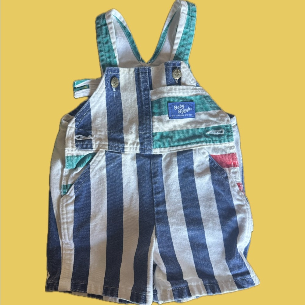 OshKosh B'gosh Blue and White Striped One Piece Overalls